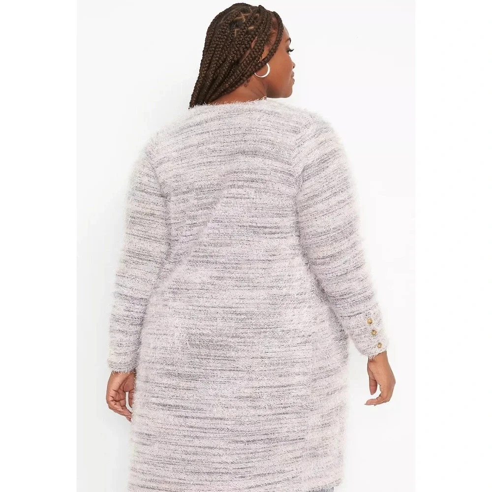 Lane Bryant Pastel‎ Marled Eyelash Open Cardigan Duster Women's Plus Size 26/28